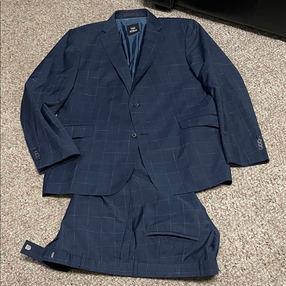 Strellson Navy Blue Checkered Suit